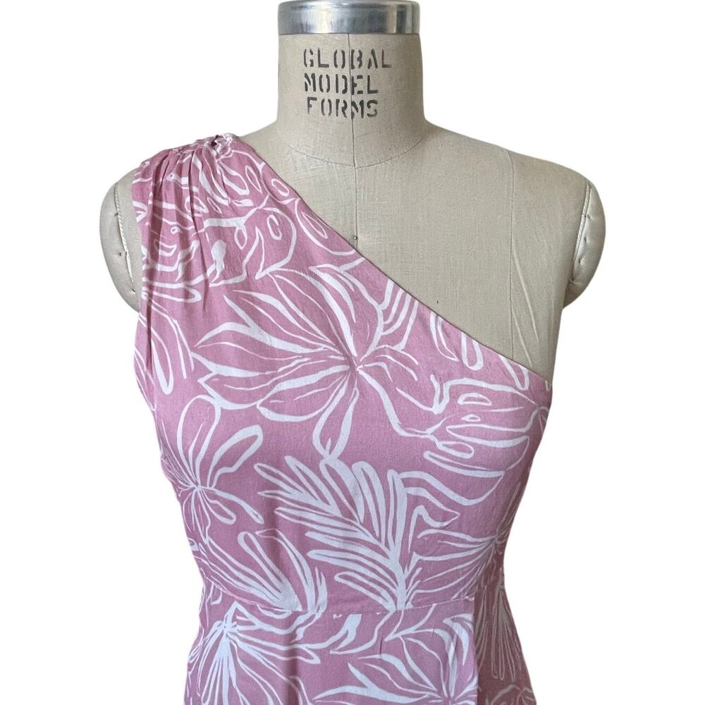 Saylor Emiliana Pink Floral One Shoulder Midi Dress Size Medium - Picture 7 of 9